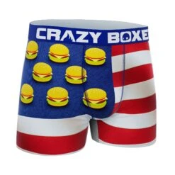 CRAZYBOXER Burger Flag All Star Men's Boxer Briefs -Crazyboxer Sales Store CBALS0101FLAG 3