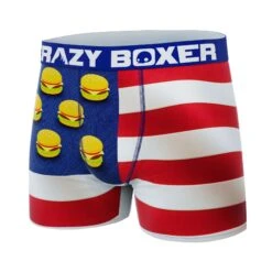 CRAZYBOXER Burger Flag All Star Men's Boxer Briefs -Crazyboxer Sales Store CBALS0101FLAG 4