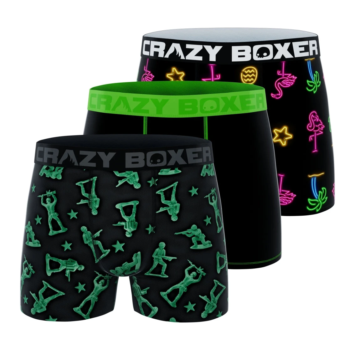 CRAZYBOXER All Star Neon Army Men's Boxer Briefs (3 Pack) 3 CRAZYBOXER All Star Neon Army Men's Boxer Briefs (3 Pack)