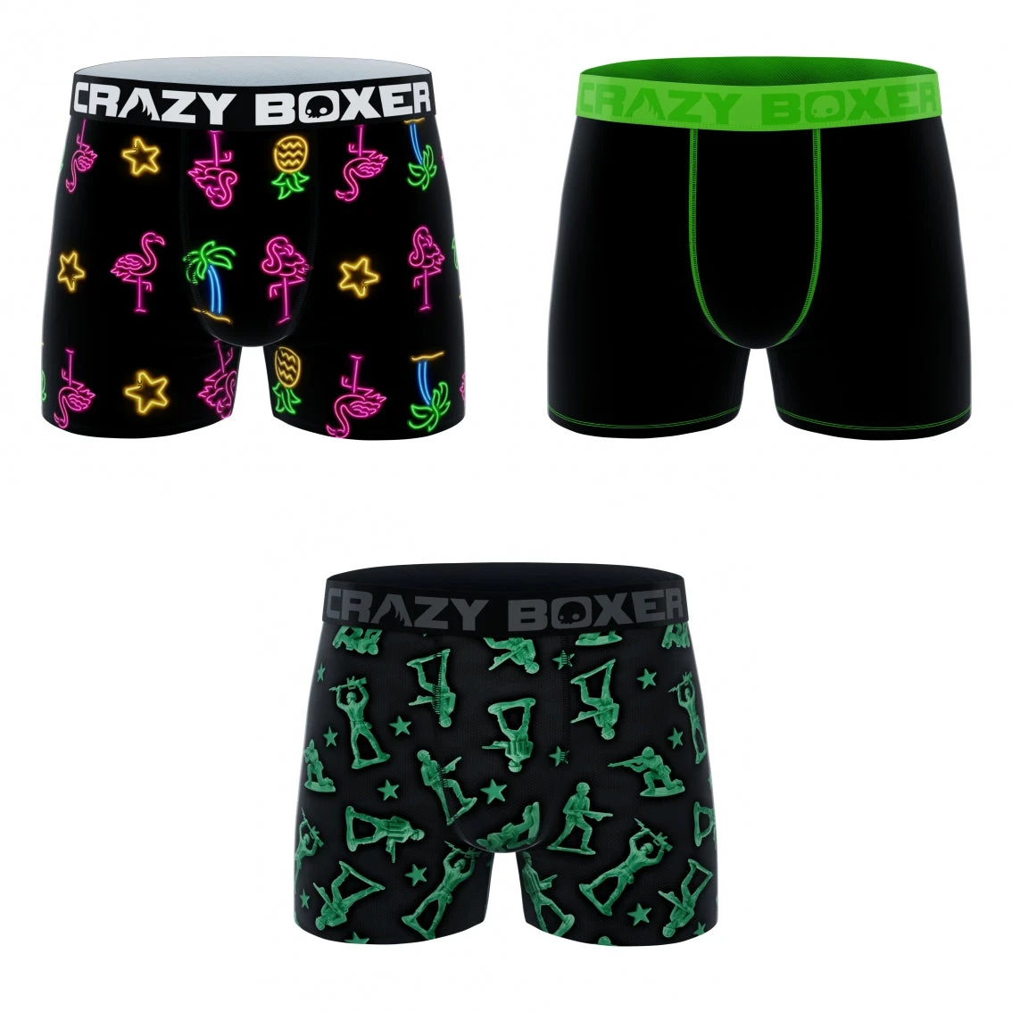 CRAZYBOXER All Star Neon Army Men's Boxer Briefs (3 Pack) 4 CRAZYBOXER All Star Neon Army Men's Boxer Briefs (3 Pack) - Image 2