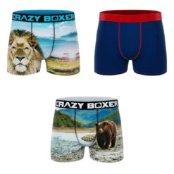 CRAZYBOXER Outdoor Lion Bear Men's Boxer Briefs (3 Pack) -Crazyboxer Sales Store CBALS0101X3C2 4