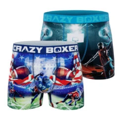 CRAZYBOXER All Star Basketball Football Men's Boxer Briefs (2 Pack)