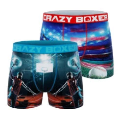 CRAZYBOXER All Star Baseball Baskterball Men's Boxer Briefs (2 Pack)