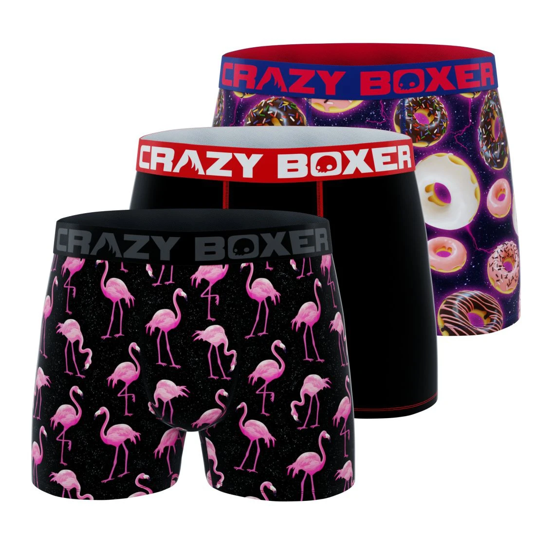 CRAZYBOXER Tropical Donut Men's Boxer Briefs (3 Pack) 3 CRAZYBOXER Tropical Donut Men's Boxer Briefs (3 Pack)