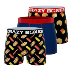CRAZYBOXER All Star Burgers Blue Men's Boxer Briefs (3 Pack)