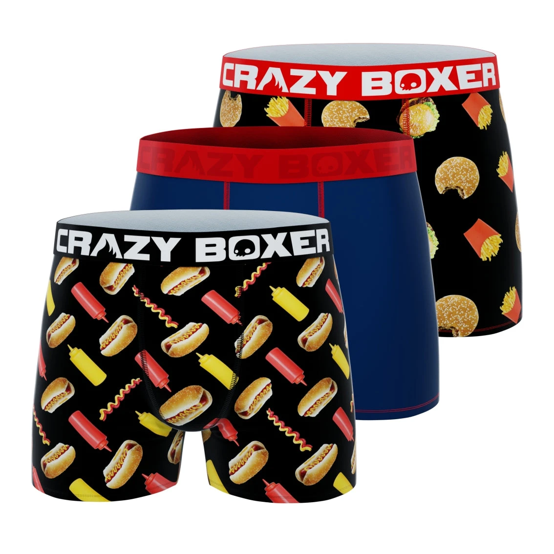 CRAZYBOXER All Star Burgers Blue Men's Boxer Briefs (3 Pack) 3 CRAZYBOXER All Star Burgers Blue Men's Boxer Briefs (3 Pack)