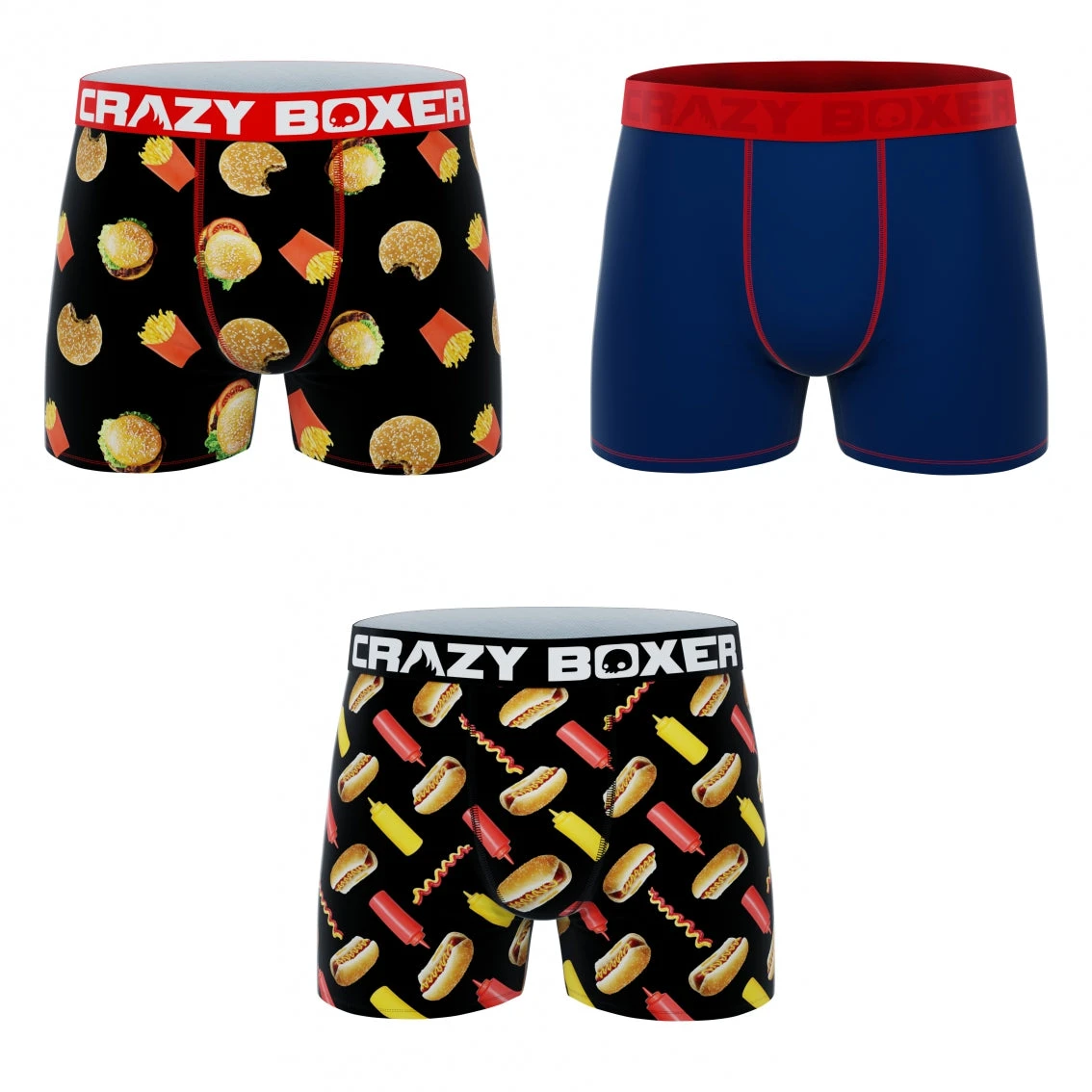 CRAZYBOXER All Star Burgers Blue Men's Boxer Briefs (3 Pack) 4 CRAZYBOXER All Star Burgers Blue Men's Boxer Briefs (3 Pack) - Image 2