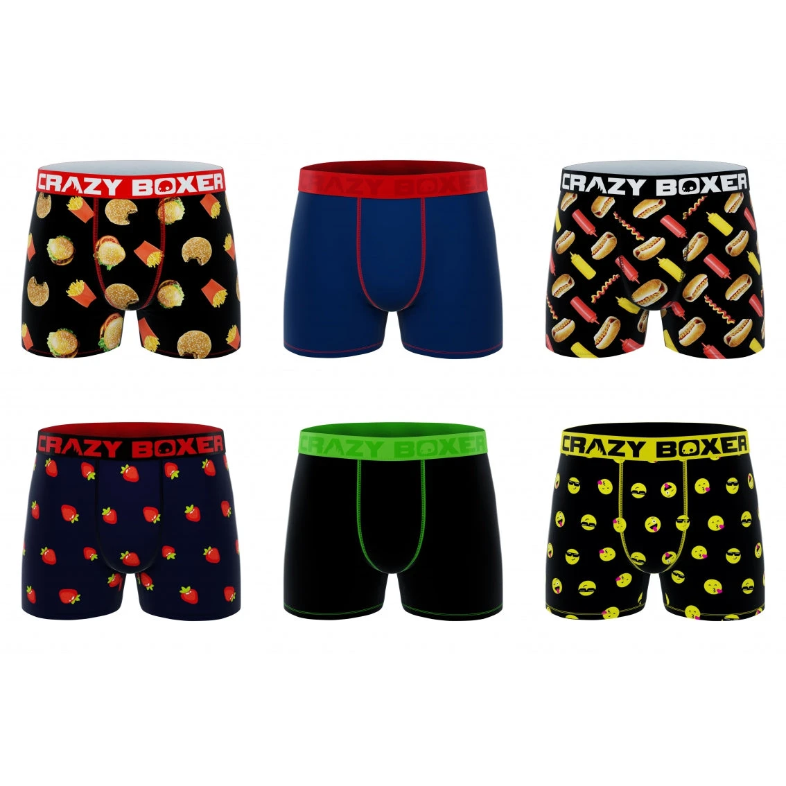 CRAZYBOXER Food Men's Boxer Briefs (6 Pack) 3 CRAZYBOXER Food Men's Boxer Briefs (6 Pack)