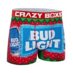 CRAZYBOXER Bud Light Holiday Men's Boxer Briefs -Crazyboxer Sales Store CBBUD0102XMAS 3