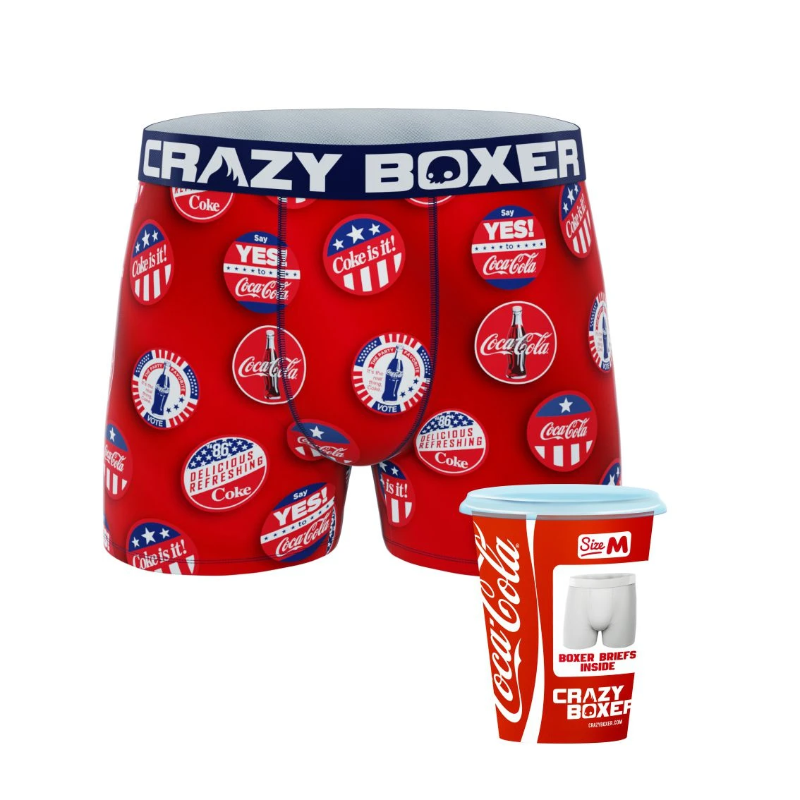 CRAZYBOXER Coca Cola Badges Men's Boxer Briefs (Creative Packaging) 3 CRAZYBOXER Coca Cola Badges Men's Boxer Briefs (Creative Packaging)