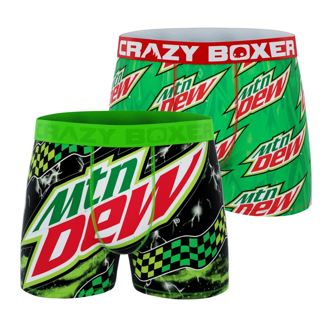 CRAZYBOXER Mtn Dew Logo Men's Boxer Briefs (2 Pack) 3 CRAZYBOXER Mtn Dew Logo Men's Boxer Briefs (2 Pack)