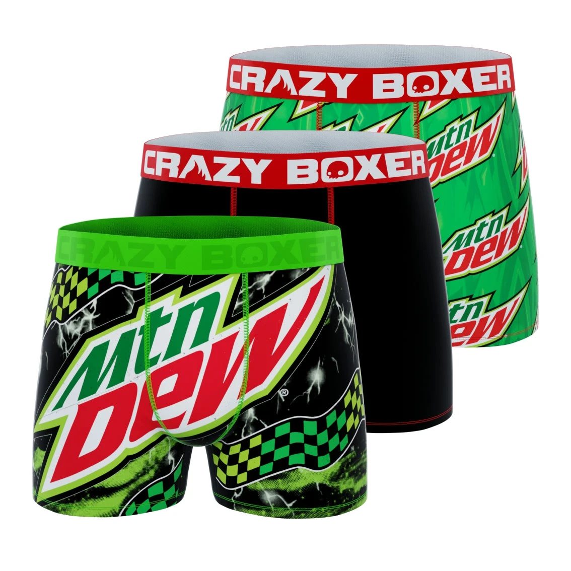 CRAZYBOXER Mtn Dew Logo Men's Boxer Briefs (3 Pack) 3 CRAZYBOXER Mtn Dew Logo Men's Boxer Briefs (3 Pack)