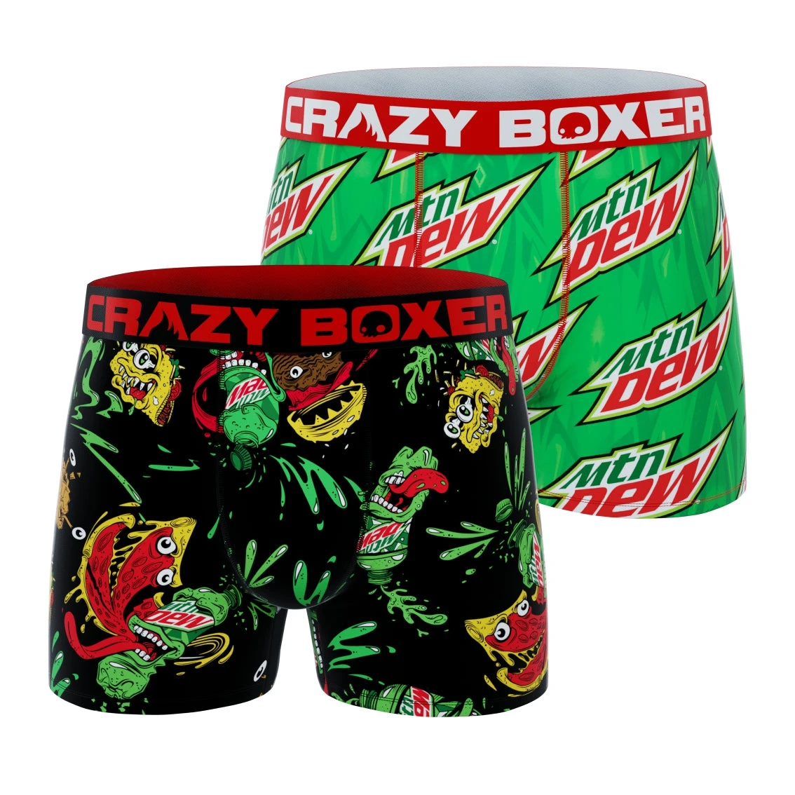 CRAZYBOXER Mountain Dew Monsters Men's Boxer Briefs (2 Pack) 3 CRAZYBOXER Mountain Dew Monsters Men's Boxer Briefs (2 Pack)