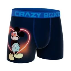 CRAZYBOXER Disney Mickey Neon Love Men's Boxer Briefs -Crazyboxer Sales Store CBDIS0102BLU2 3