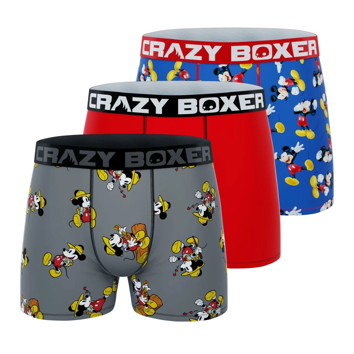 CRAZYBOXER Disney Mickey Mouse Men's Boxer Briefs (3 Pack) 3 CRAZYBOXER Disney Mickey Mouse Men's Boxer Briefs (3 Pack)