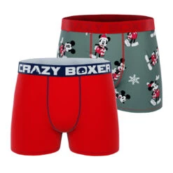 CRAZYBOXER Disney Mickey Mouse Xmas Men's Boxer Briefs (2 Pack)