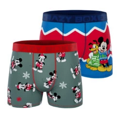 CRAZYBOXER Disney Mickey And Pluto Holidays Men's Boxer Briefs (2 Pack)