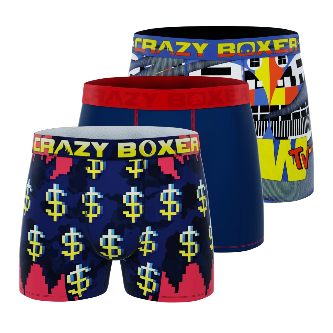 CRAZYBOXER Mire Cash Blue Men's Boxer Briefs (3 Pack) 3 CRAZYBOXER Mire Cash Blue Men's Boxer Briefs (3 Pack)
