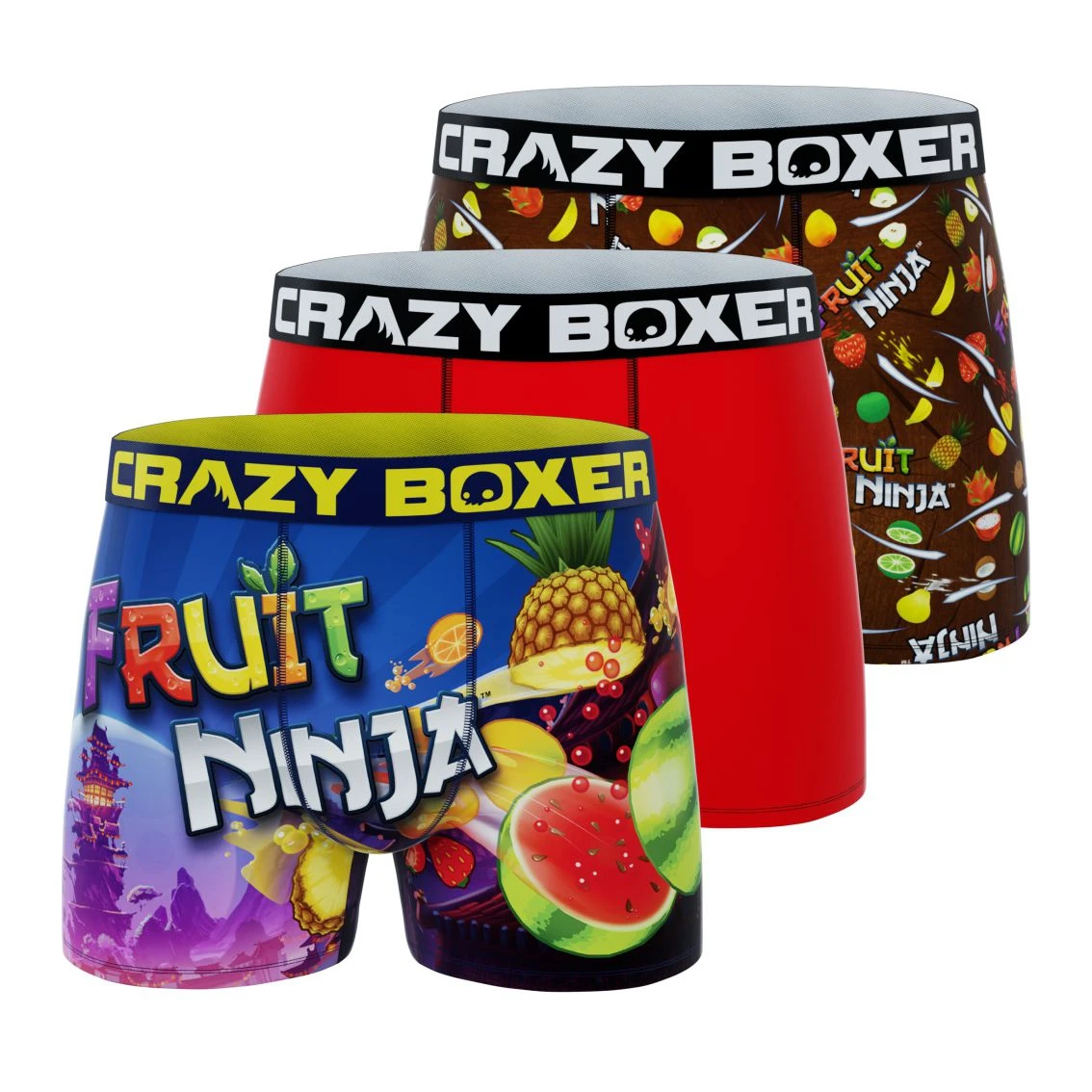 CRAZYBOXER Fruit Ninja All Over Men's Boxer Briefs (3 Pack) 3 CRAZYBOXER Fruit Ninja All Over Men's Boxer Briefs (3 Pack)