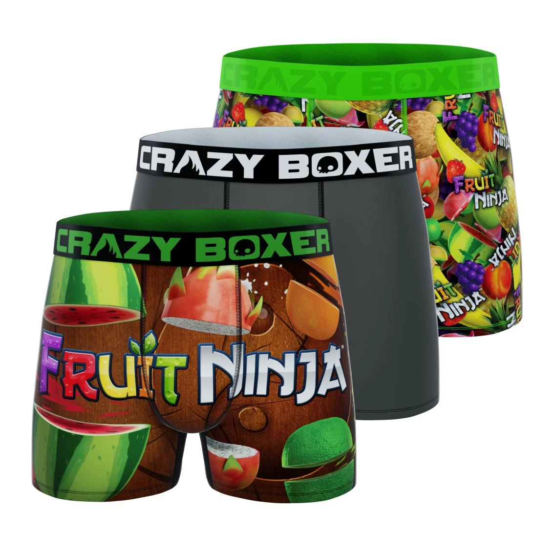 CRAZYBOXER Fruit Ninja Fruits Men's Boxer Briefs (3 Pack) 3 CRAZYBOXER Fruit Ninja Fruits Men's Boxer Briefs (3 Pack)