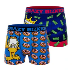 CRAZYBOXER Garfield Donuts King Men's Boxer Briefs (2 Pack)