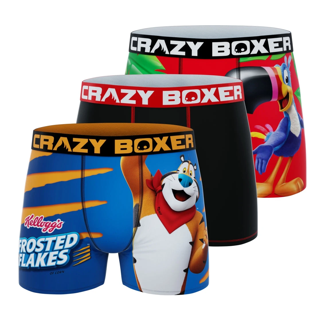 CRAZYBOXER Kellogg's Tony The Tiger & Toucan Men's Boxer Briefs (3 Pack) 3 CRAZYBOXER Kellogg's Tony The Tiger & Toucan Men's Boxer Briefs (3 Pack)