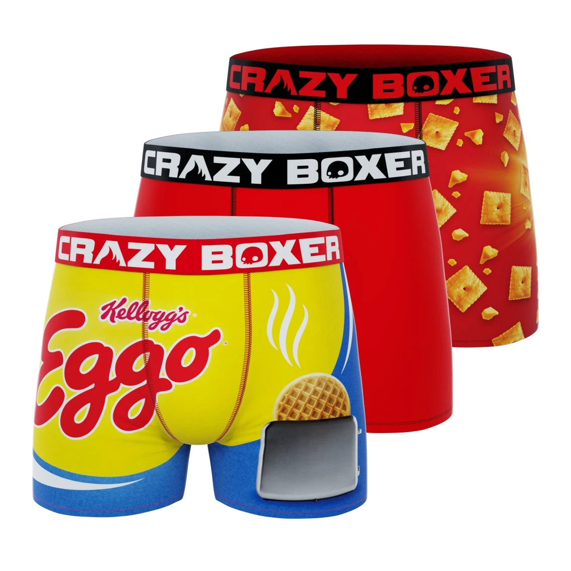 CRAZYBOXER Kellogg's Extra Cheese Men's Boxer Briefs (3 Pack) 3 CRAZYBOXER Kellogg's Extra Cheese Men's Boxer Briefs (3 Pack)