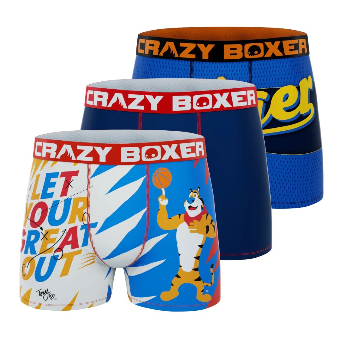 CRAZYBOXER Kellogg's Tiger Men's Boxer Briefs (3 Pack) 3 CRAZYBOXER Kellogg's Tiger Men's Boxer Briefs (3 Pack)