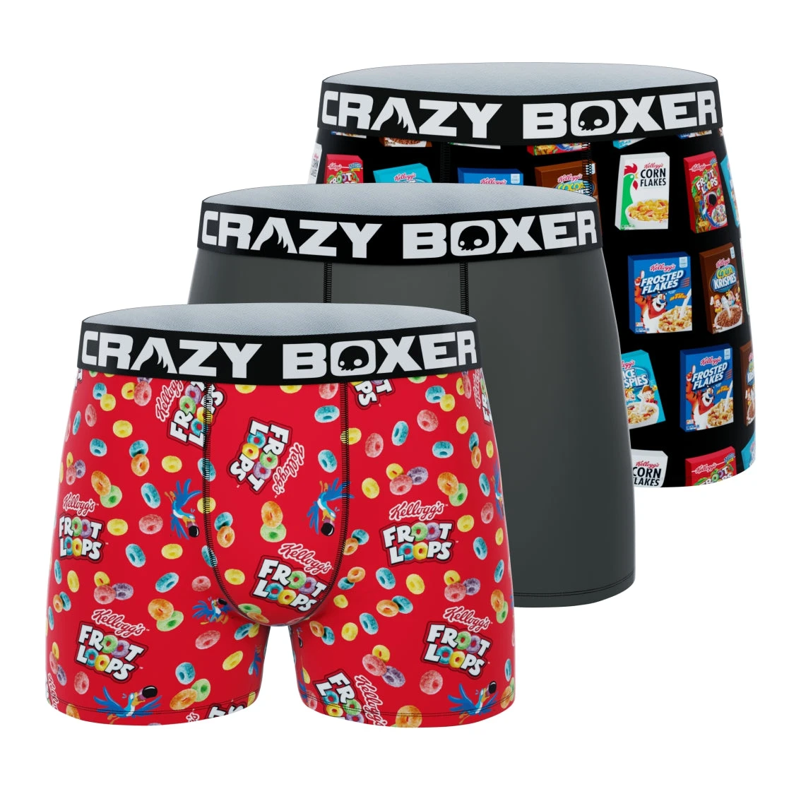 CRAZYBOXER Kellogg's Cas Men's Boxer Briefs (3 Pack) 3 CRAZYBOXER Kellogg's Cas Men's Boxer Briefs (3 Pack)
