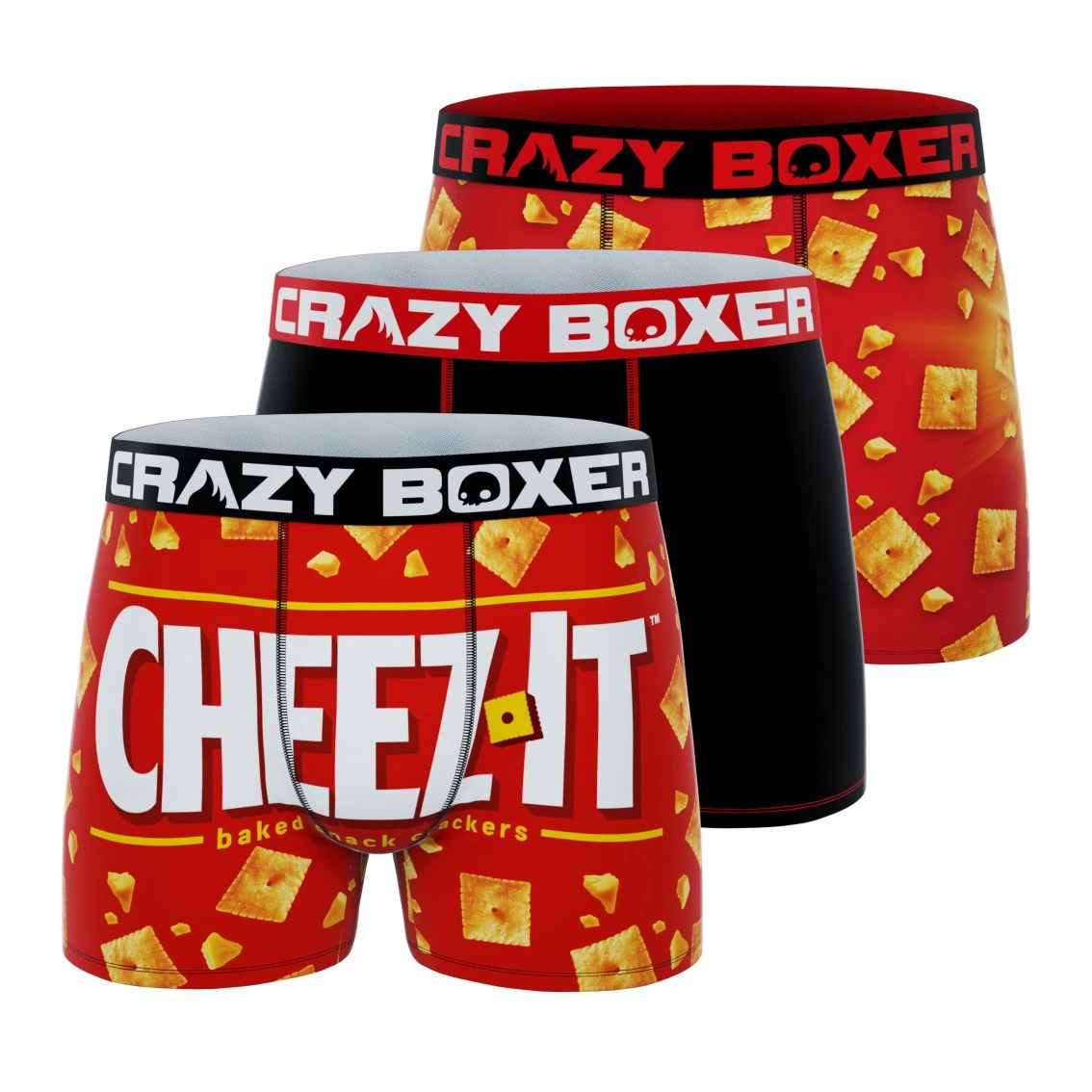 CRAZYBOXER Cheez-It Logo Men's Boxer Briefs (3 Pack) 3 CRAZYBOXER Cheez-It Logo Men's Boxer Briefs (3 Pack)