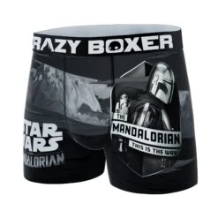 CRAZYBOXER The Mandalorian Black And White Men's Boxer Briefs -Crazyboxer Sales Store CBMAN0102PLA7 4
