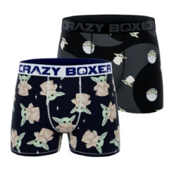 CRAZYBOXER The Mandalorian Master Baby Yoda Men's Boxer Briefs(2 Pack)