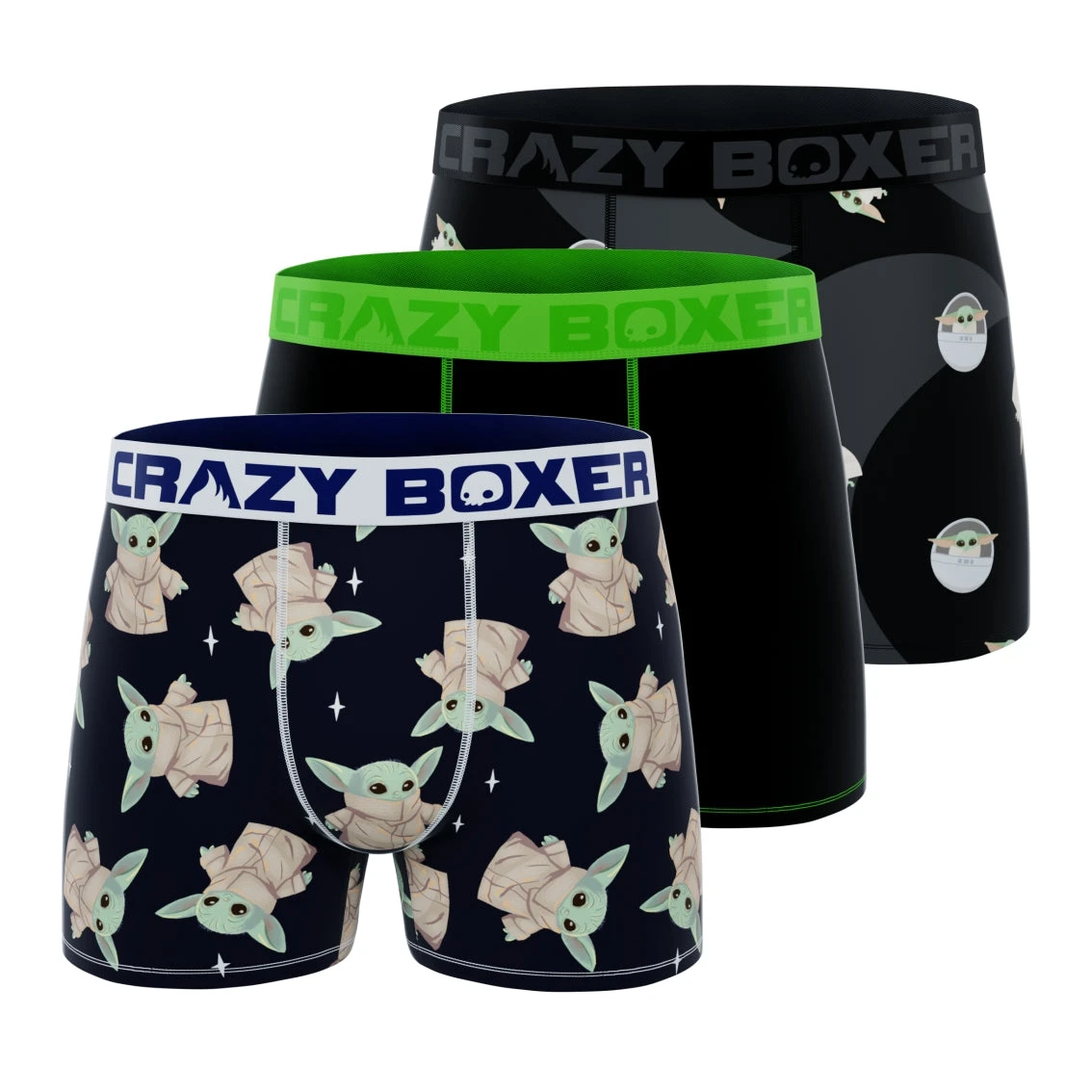 CRAZYBOXER The Mandalorian Master Baby Yoda Men's Boxer Briefs (3 Pack) 3 CRAZYBOXER The Mandalorian Master Baby Yoda Men's Boxer Briefs (3 Pack)