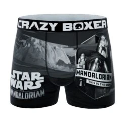 CRAZYBOXER The Mandalorian Black And White Ride Men's Boxer Briefs (2 Pack) -Crazyboxer Sales Store CBMAN0103X2C3 6