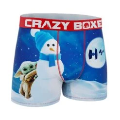 CRAZYBOXER The Mandalorian Baby Yoda Snowman Men's Boxer Briefs -Crazyboxer Sales Store CBMAN0105SNOW 3