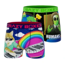 CRAZYBOXER Meme Human Cat Piano Men's Boxer Briefs (2 Pack)