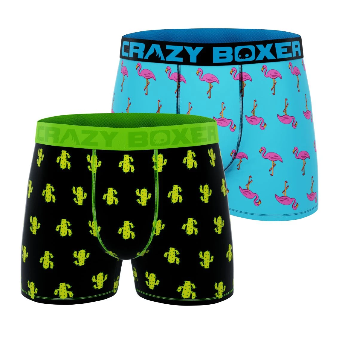 CRAZYBOXER Mini Flamingo Cactus Men's Boxer Briefs (2 Pack) 3 CRAZYBOXER Mini Flamingo Cactus Men's Boxer Briefs (2 Pack)