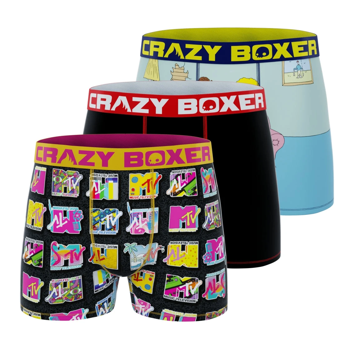 CRAZYBOXER Mtv Beavis And Butthead Men's Boxer Briefs (3 Pack) 3 CRAZYBOXER Mtv Beavis And Butthead Men's Boxer Briefs (3 Pack)