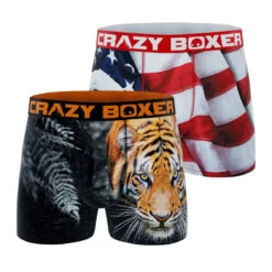 CRAZYBOXER Outdoor Tiger Eagle Men's Boxer Briefs (2 Pack)