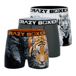 CRAZYBOXER Animal Tiger Men's Boxer Briefs (3 Pack)