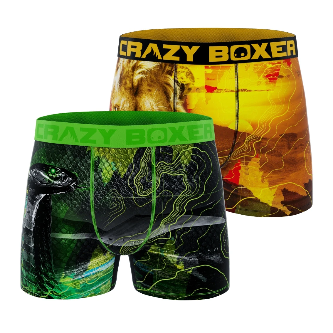 CRAZYBOXER Outdoor Snake Lion Men's Boxer Briefs (2 Pack) 3 CRAZYBOXER Outdoor Snake Lion Men's Boxer Briefs (2 Pack)