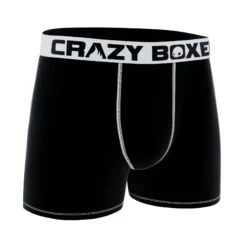 CRAZYBOXER Men's Plain Black Boxer Briefs -Crazyboxer Sales Store CBOUT01UNI4 3