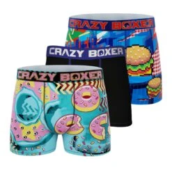 Men's 3-Pack Boxer Briefs - Colorful - Burger And Donuts