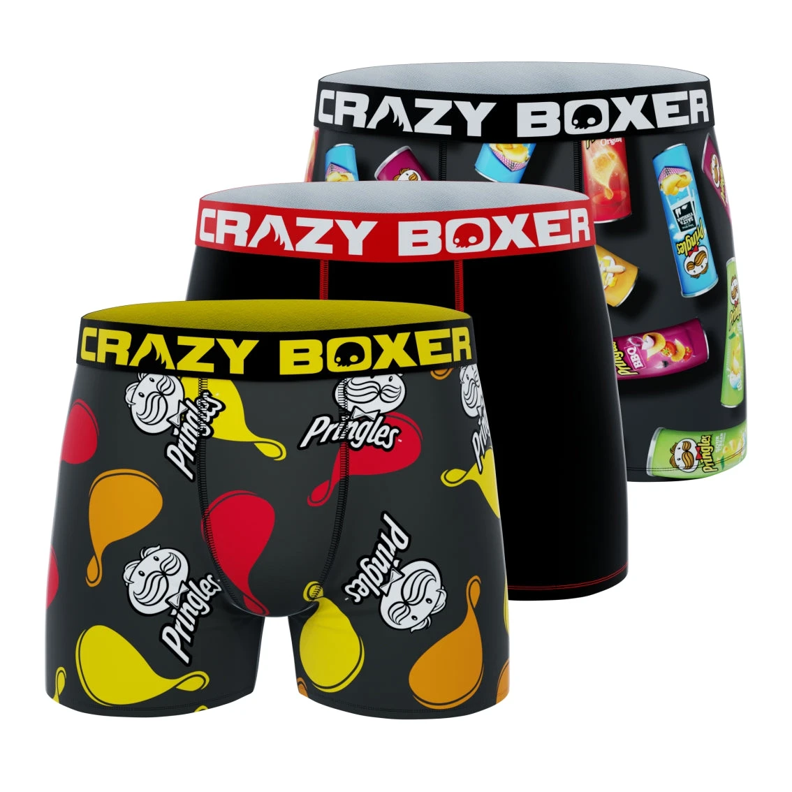 CRAZYBOXER Pringles Chips Tube Men's Boxer Briefs (3 Pack) 3 CRAZYBOXER Pringles Chips Tube Men's Boxer Briefs (3 Pack)