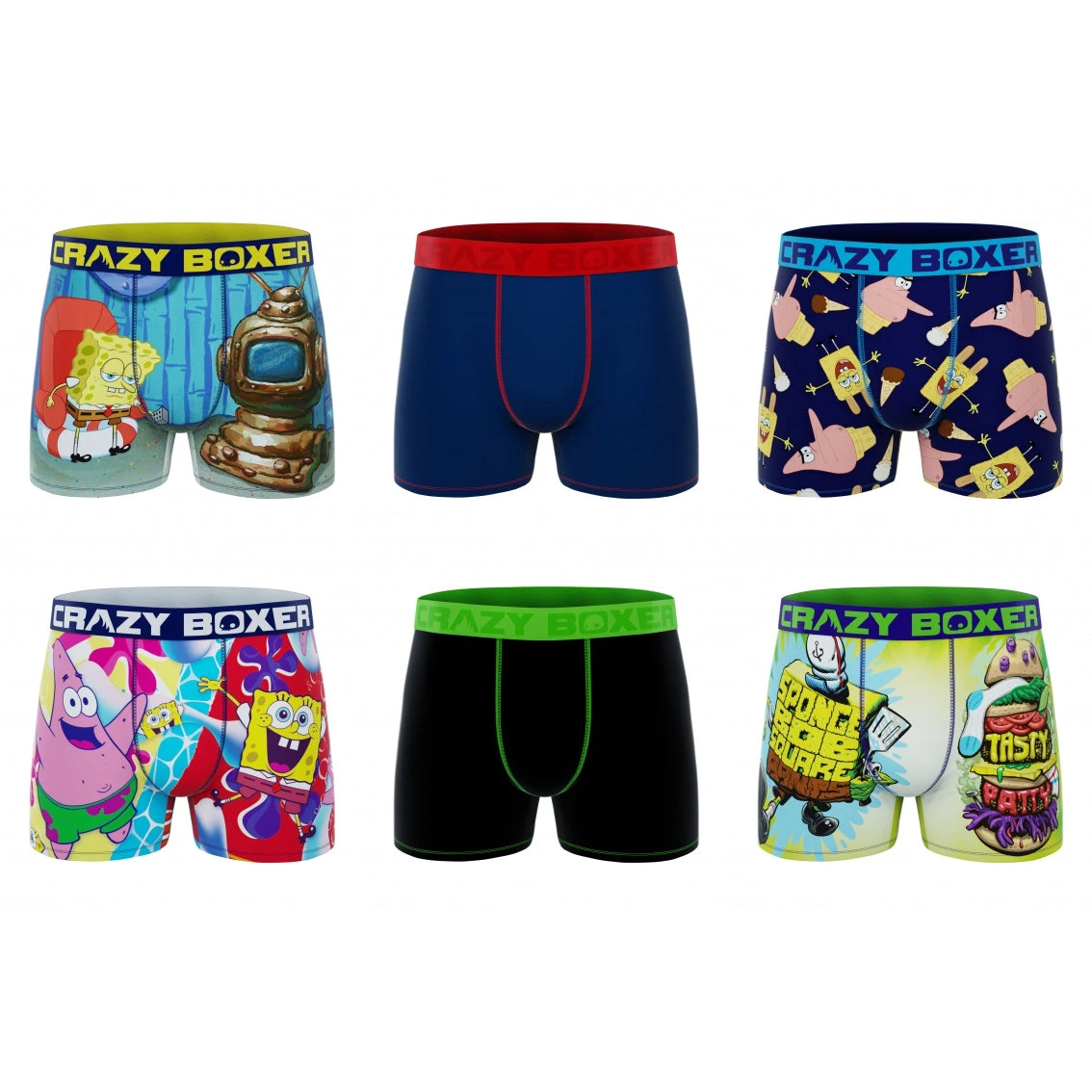 CRAZYBOXER Spongebob Aww Men's Boxer Briefs (6 Pack) 3 CRAZYBOXER Spongebob Aww Men's Boxer Briefs (6 Pack)