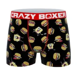 CRAZYBOXER SpongeBob Burger Box Men's Boxer Briefs (Creative Packaging) -Crazyboxer Sales Store CBSPB0103FOODN 1