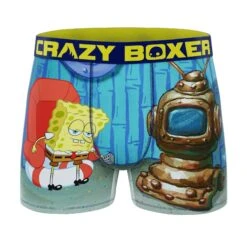 CRAZYBOXER Spongebob Leif Erikson Day Head Men's Boxer Briefs (2 Pack) -Crazyboxer Sales Store CBSPB0103X2C2 4