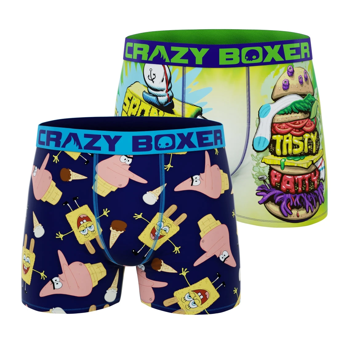 CRAZYBOXER Spongebob Ice Cream Tasty Patty Men's Boxer Briefs (2 Pack) 3 CRAZYBOXER Spongebob Ice Cream Tasty Patty Men's Boxer Briefs (2 Pack)