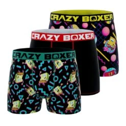 CRAZYBOXERSpongeBob EponMen's Boxer Briefs (Pack 3)