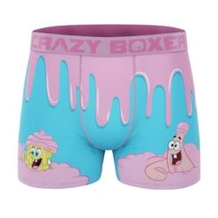 CRAZYBOXER SpongeBob Pinky Ice Cream Men's Boxer Briefs (Creative Packaging) -Crazyboxer Sales Store CBSPB0104PINKN 1